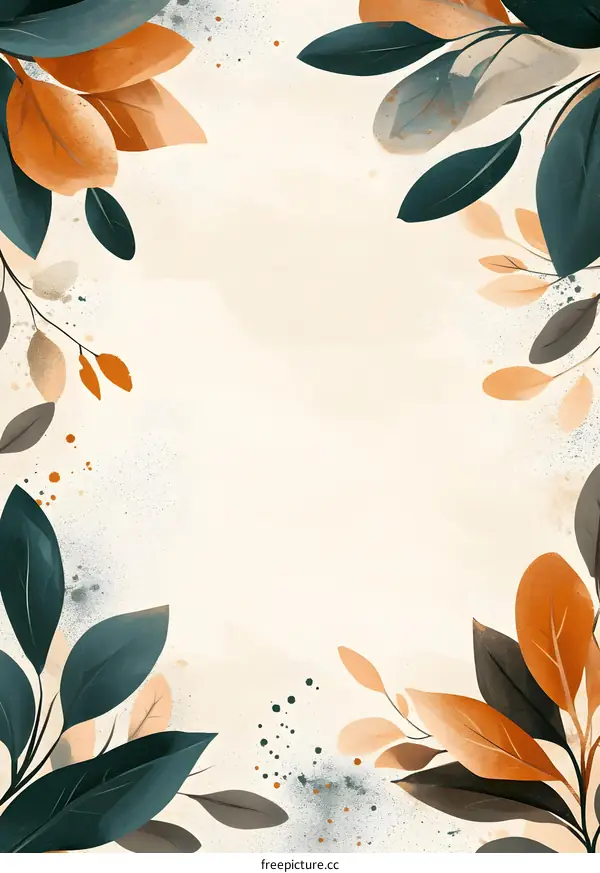 Abstract Floral Border with Leaves and Dots