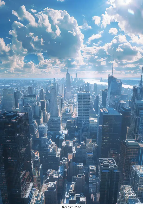 New York City Skyline with Dramatic Clouds