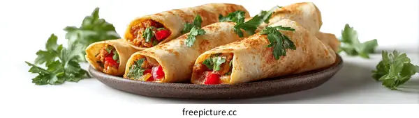 Delicious Rolled Tacos with Fresh Herbs