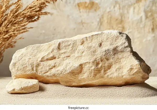 Beige Stone Display on Beige Sand