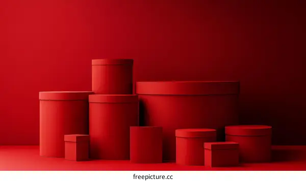 Red Gift Boxes Display Arrangement