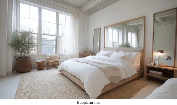 Modern Minimalist Bedroom with Large Windows