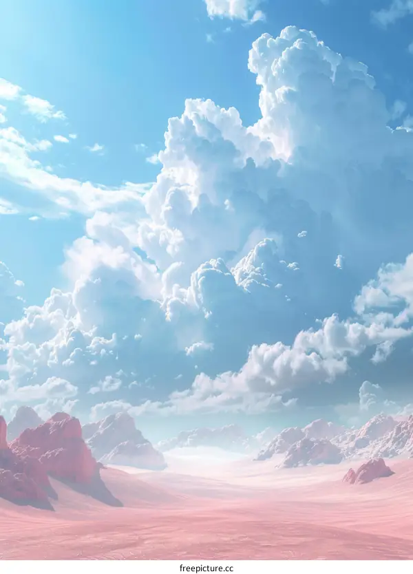 Pink Fantasy Skyline over Towering Mountain Peaks