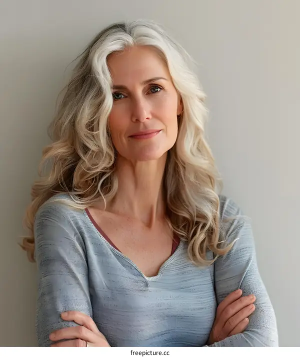 Portrait of a Mature Woman with Blonde Hair