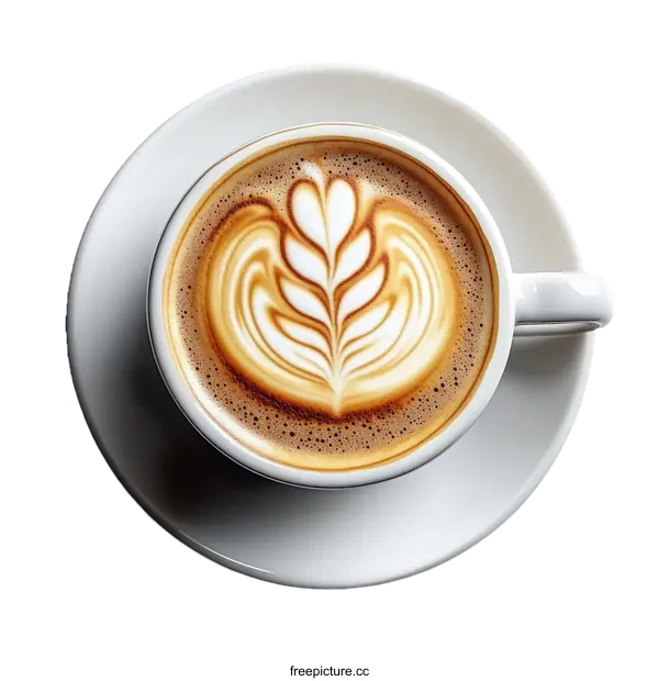 [Transparent Background PNG]Latte Art in a White Cup