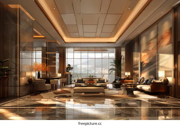 Luxurious Hotel Lobby with Modern Interior Design
