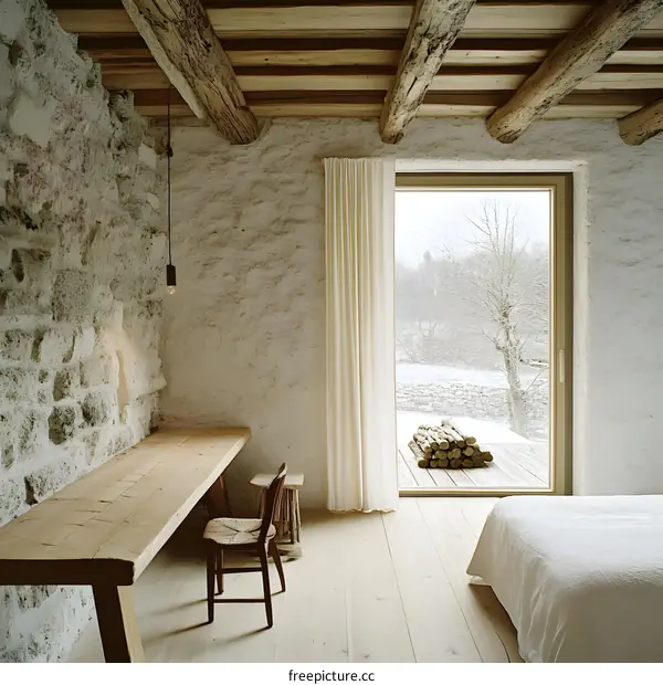 Rustic Interior Design with Exposed Wooden Beams