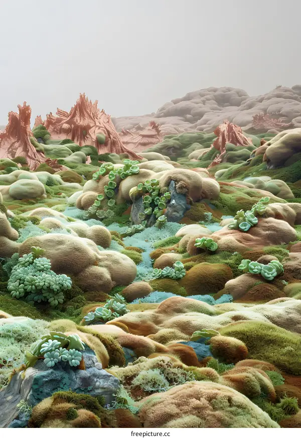 Abstract Landscape With Moss And Stone Formations