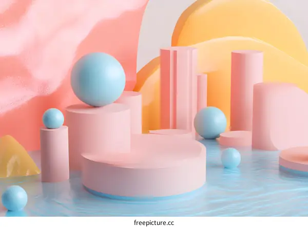 Abstract Background with Pink And Blue Geometric Shapes