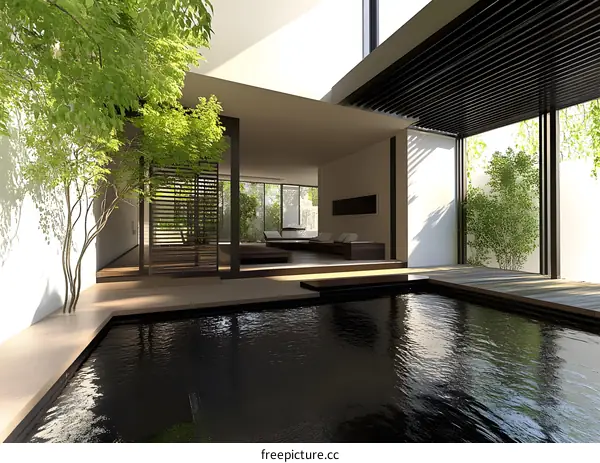 Modern Minimalist Home with Outdoor Swimming Pool and Minimalist Design