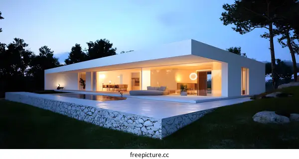 Modern Minimalist House With Swimming Pool and Lush Greenery