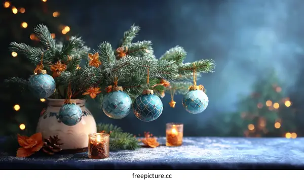 Christmas Decoration with Teal Ornaments