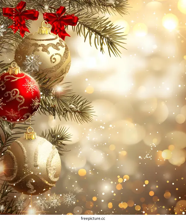 Christmas ornaments hanging on a Christmas tree