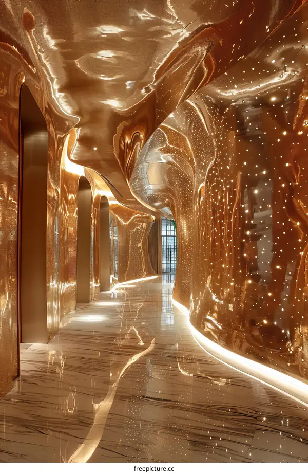 Golden Polished Corridor Interior Design