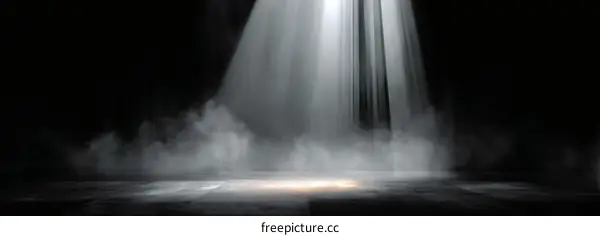 Spotlight on Empty Stage with Fog