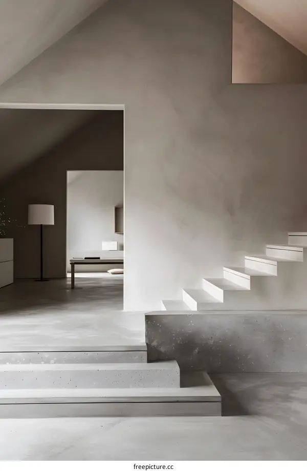 Concrete Staircase Modern Minimalist Interior Design