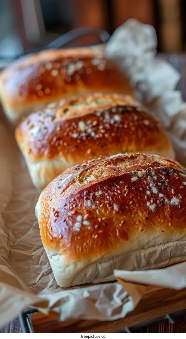 Freshly Baked Loaves of Bread on a Table
