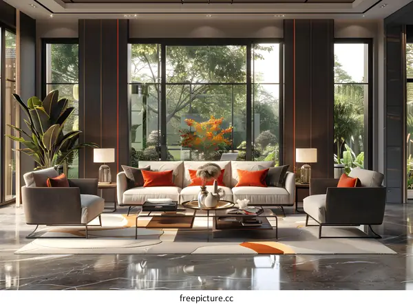 A modern and minimalist living room