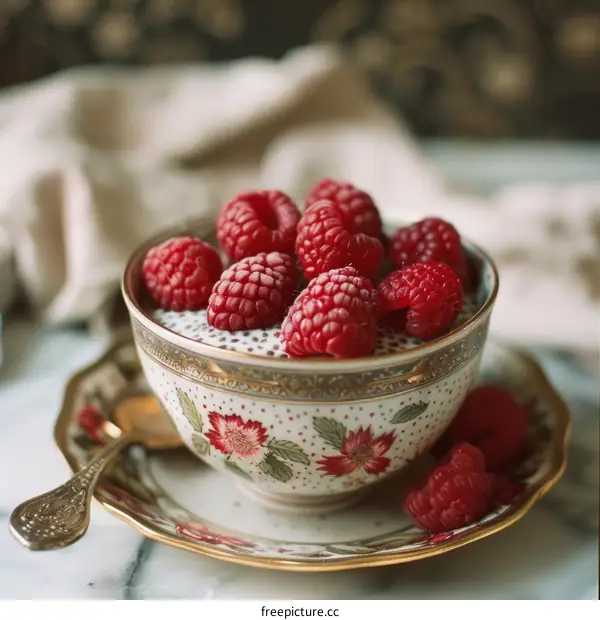Raspberries in a beautiful cup