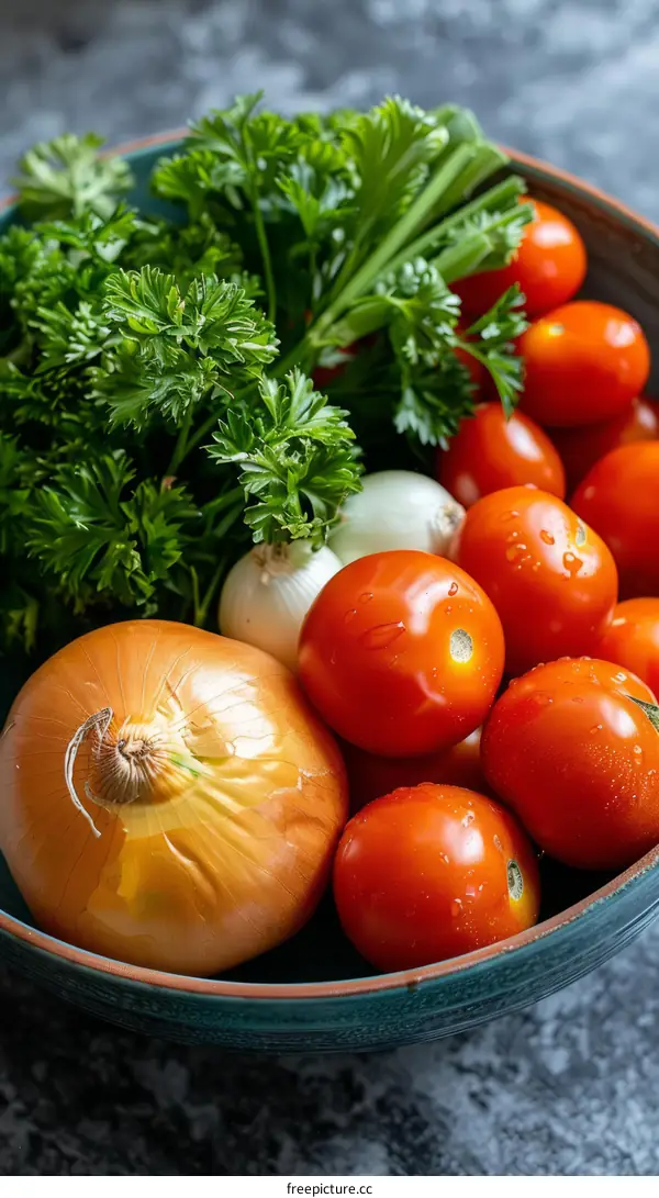 Fresh vegetables on a blue bowl