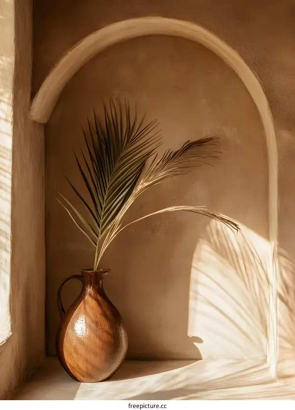 Palm Leaf in a Vase in a Niche