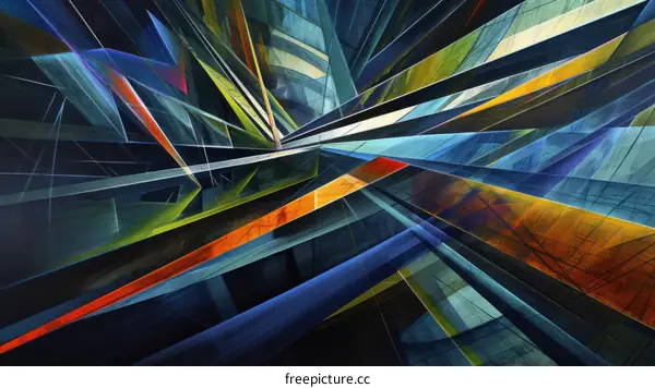 Colorful abstract painting with geometric shapes