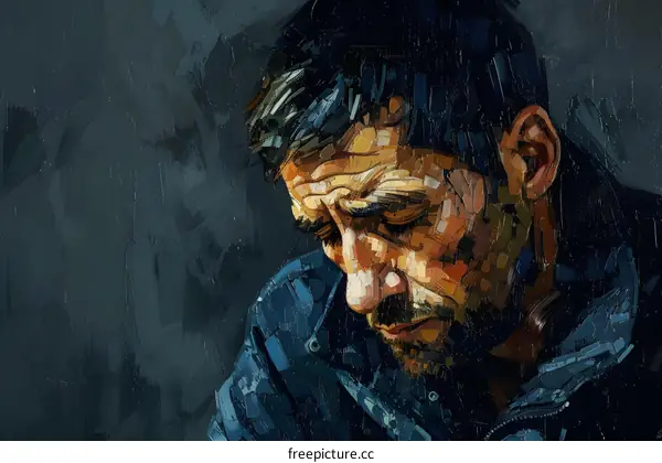 Painterly Portrait of a Man Looking Down