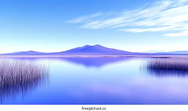 Serene Lakeside Mountainscape in Pastel Hues