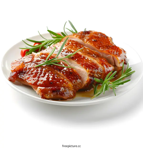 Sliced Roasted Turkey Breast on a White Plate