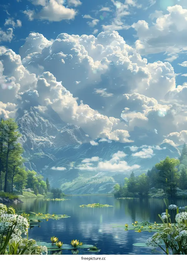 Enchanting Forest Haven by the Serene Lake and Majestic Mountains