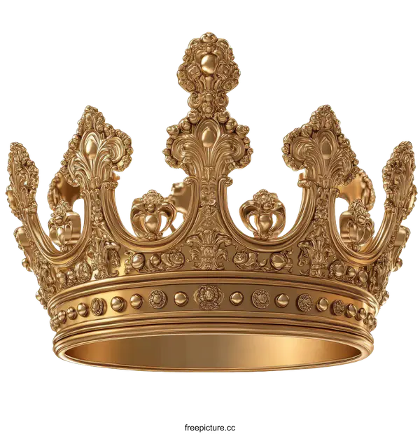 [Transparent Background PNG]Detailed Ornate Golden Crown Illustration
