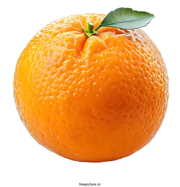 [Transparent Background PNG]Fresh orange fruit with leaf