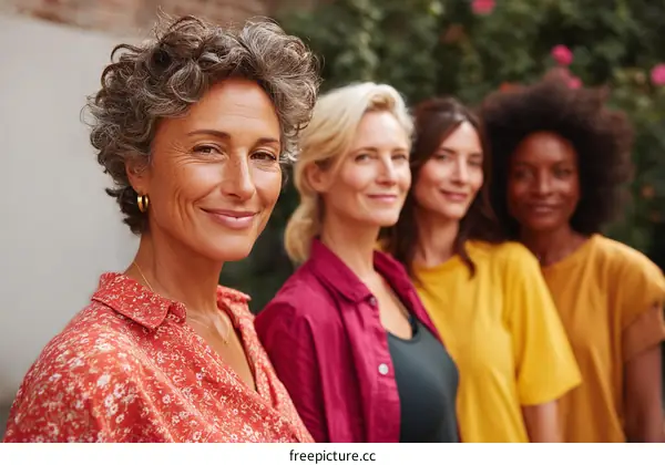 Group of diverse women standing outdoors with natural smiles