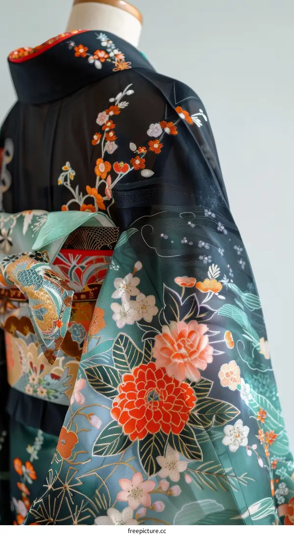 A kimono with a floral pattern
