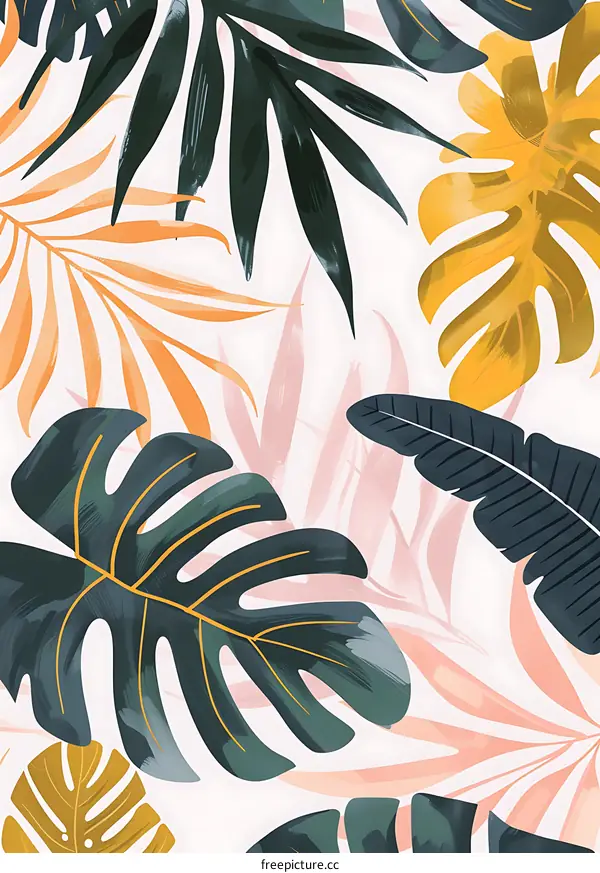 Tropical Leaves Illustration Background Pattern