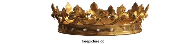 [Transparent Background PNG]Antique Gold Crown with Gems