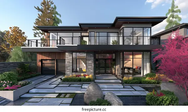 Modern House Exterior Design with Exquisite Landscaping