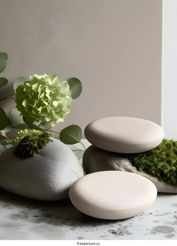 Stone Mockup With Green Plant