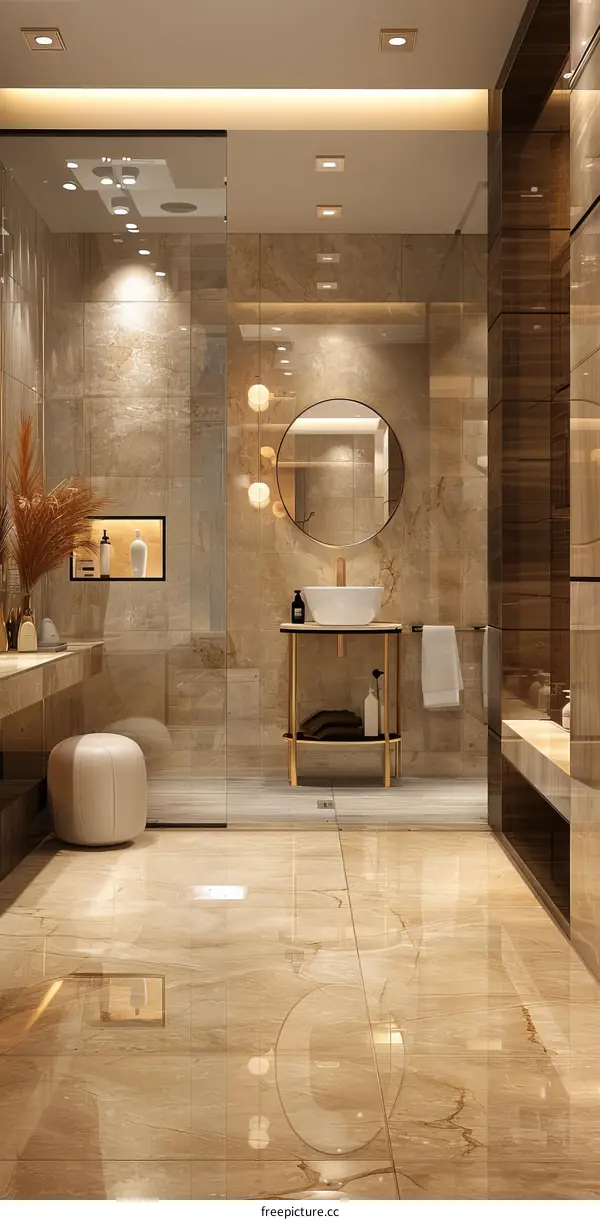 Luxury Modern Bathroom Design with Marble Tiles