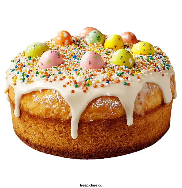 [Transparent Background PNG]Delicious Easter Cake with Colorful Decorations