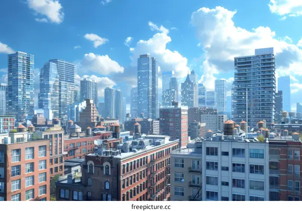 A Cityscape Image of Downtown Manhattan, New York City, USA