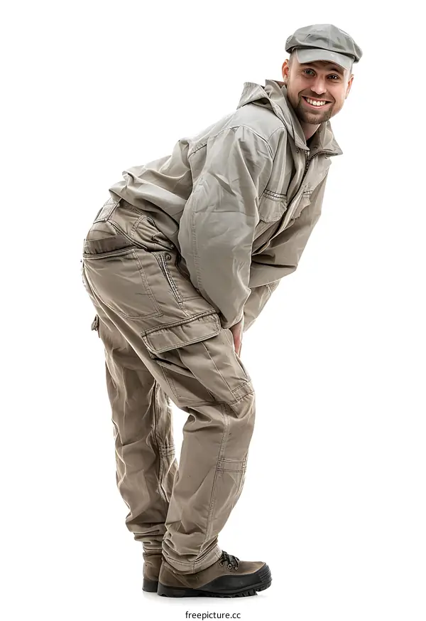 Caucasian Man in Hunting Clothing Posing