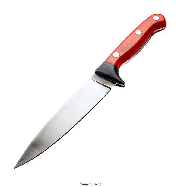 [Transparent Background PNG]Red Handle Chef Knife on transparent background