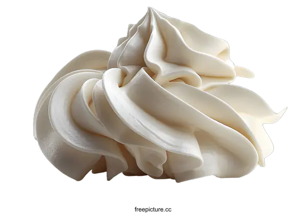 [Transparent Background PNG]Whipped cream swirl on white background