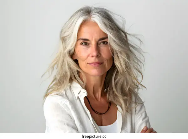 Portrait of a Mature Woman with Gray Hair