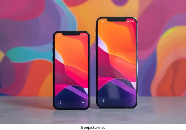 Two Smartphones with Abstract Background