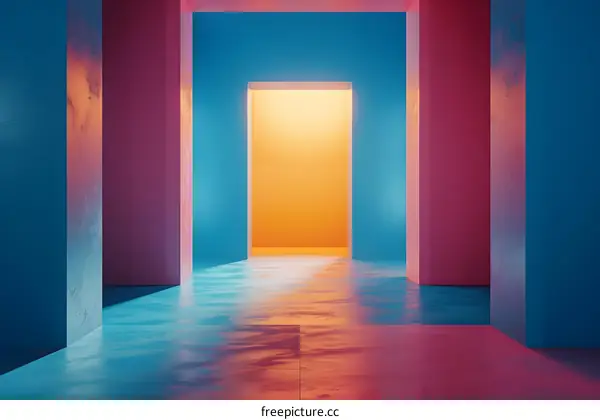 Pink and Blue 3D Rendered Room