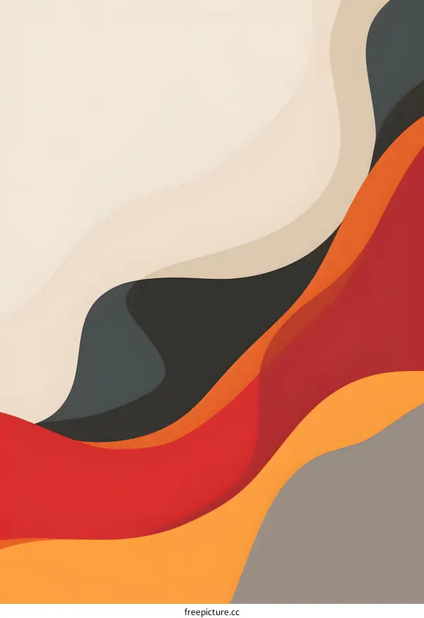 Abstract Minimalist Background With Wavy Shapes In Warm Colors