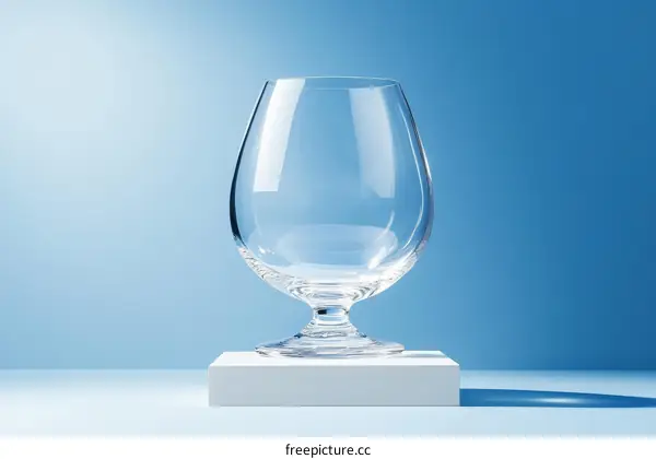 Empty Crystal Brandy Glass on White Display
