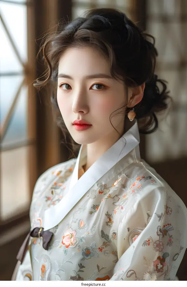 Portrait of a young Korean woman in traditional dress